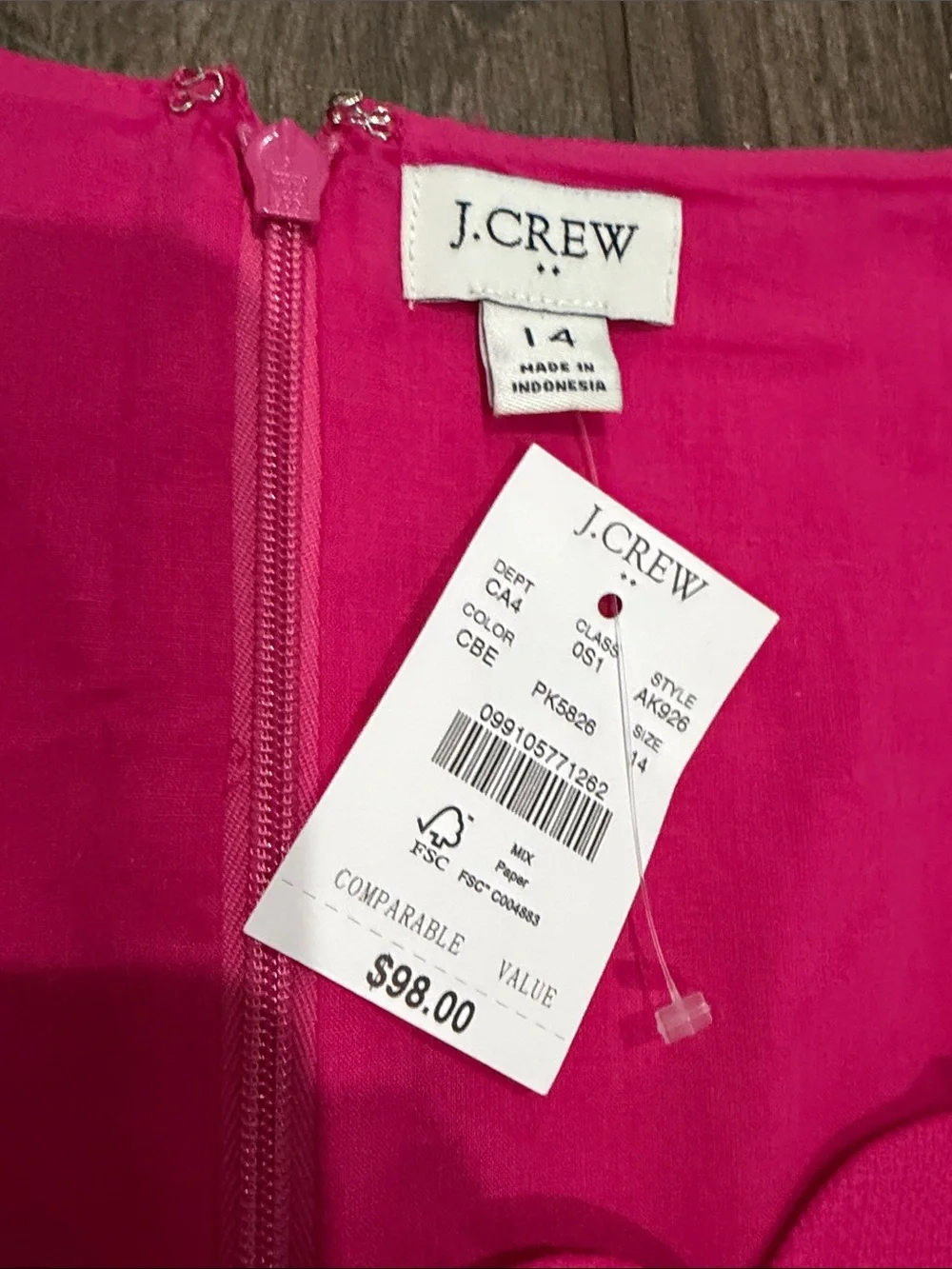 NWT J.Crew Hot Pink Scallop-Hem Basketweave Mini Sheath Dress